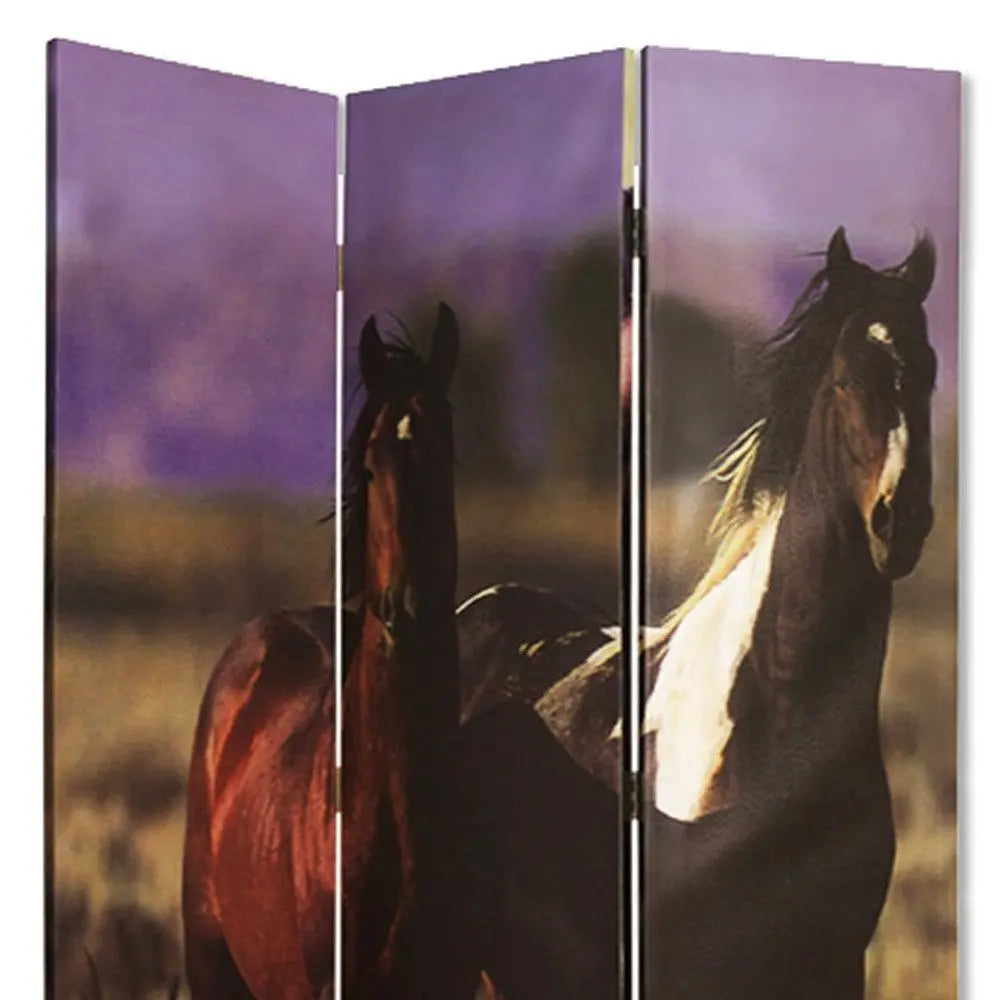 48" X 72" Multi Color Canvas Screen With Nurturing Mare - NOBLE HOME INTERIORS