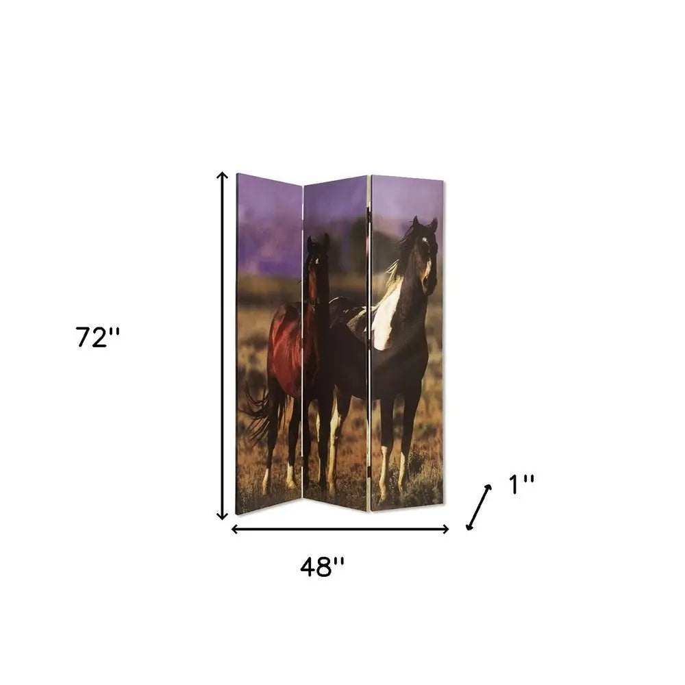 48" X 72" Multi Color Canvas Screen With Nurturing Mare - NOBLE HOME INTERIORS