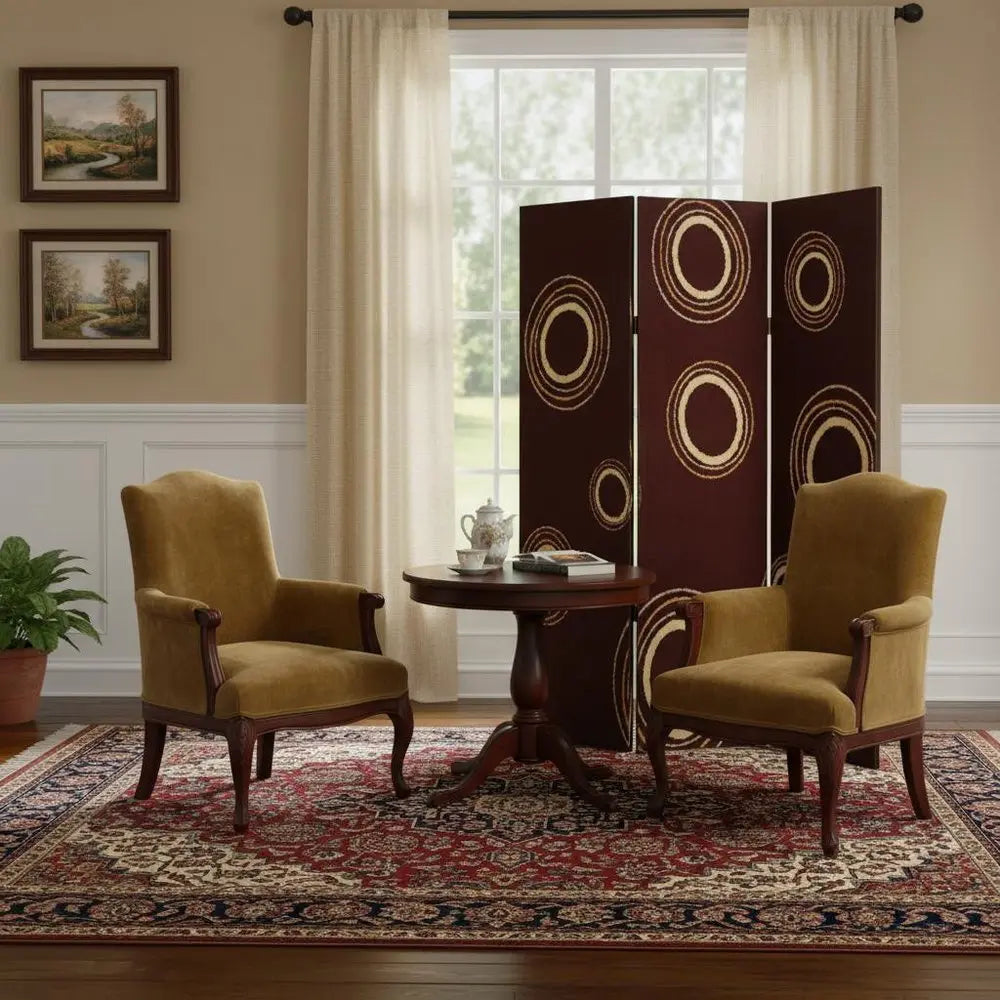 48" X 72" Multi Color Wood Canvas 3 Panel Screen - NOBLE HOME INTERIORS