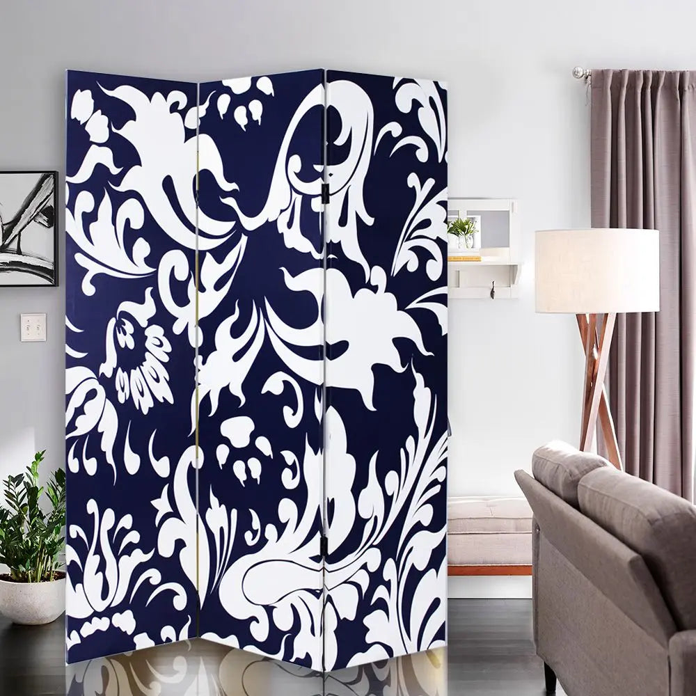 48" X 72" Multi Color Wood Canvas 3 Panel Screen - NOBLE HOME INTERIORS