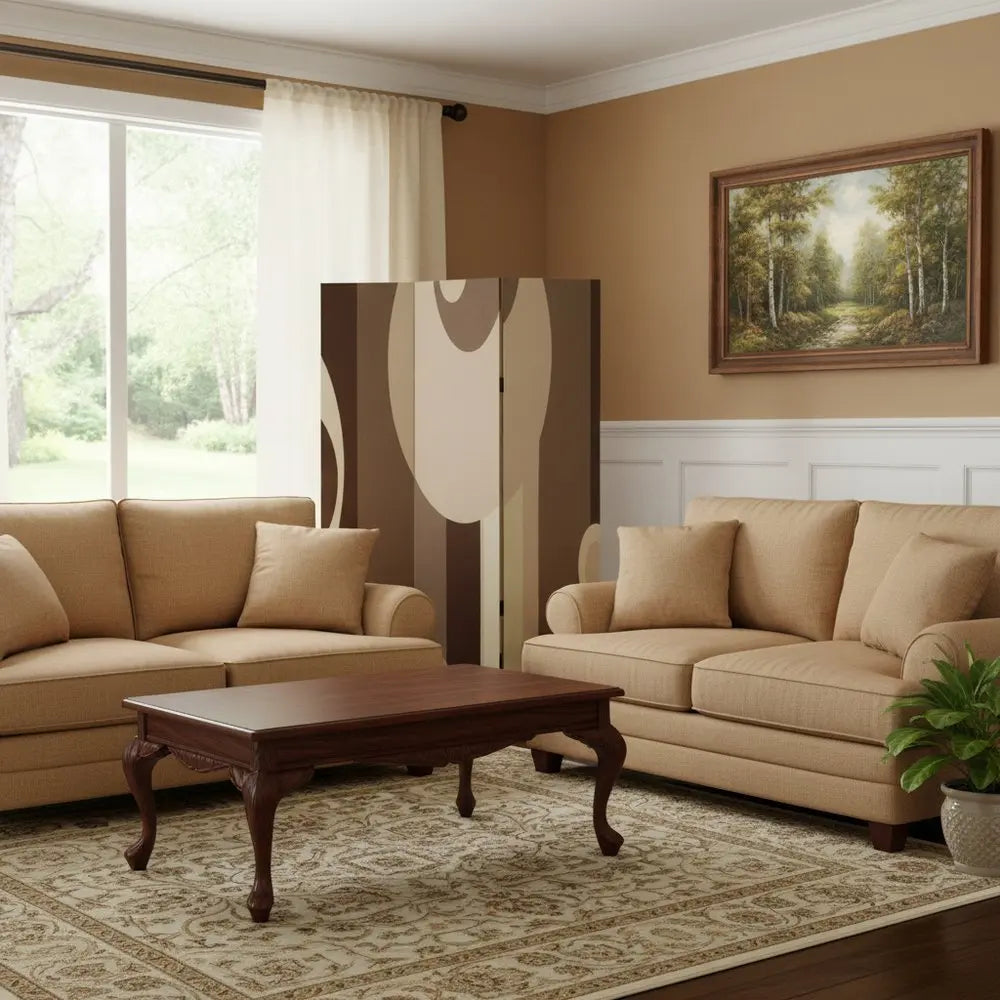 48" X 72" Multi Color Wood Canvas 3 Panel Screen - NOBLE HOME INTERIORS