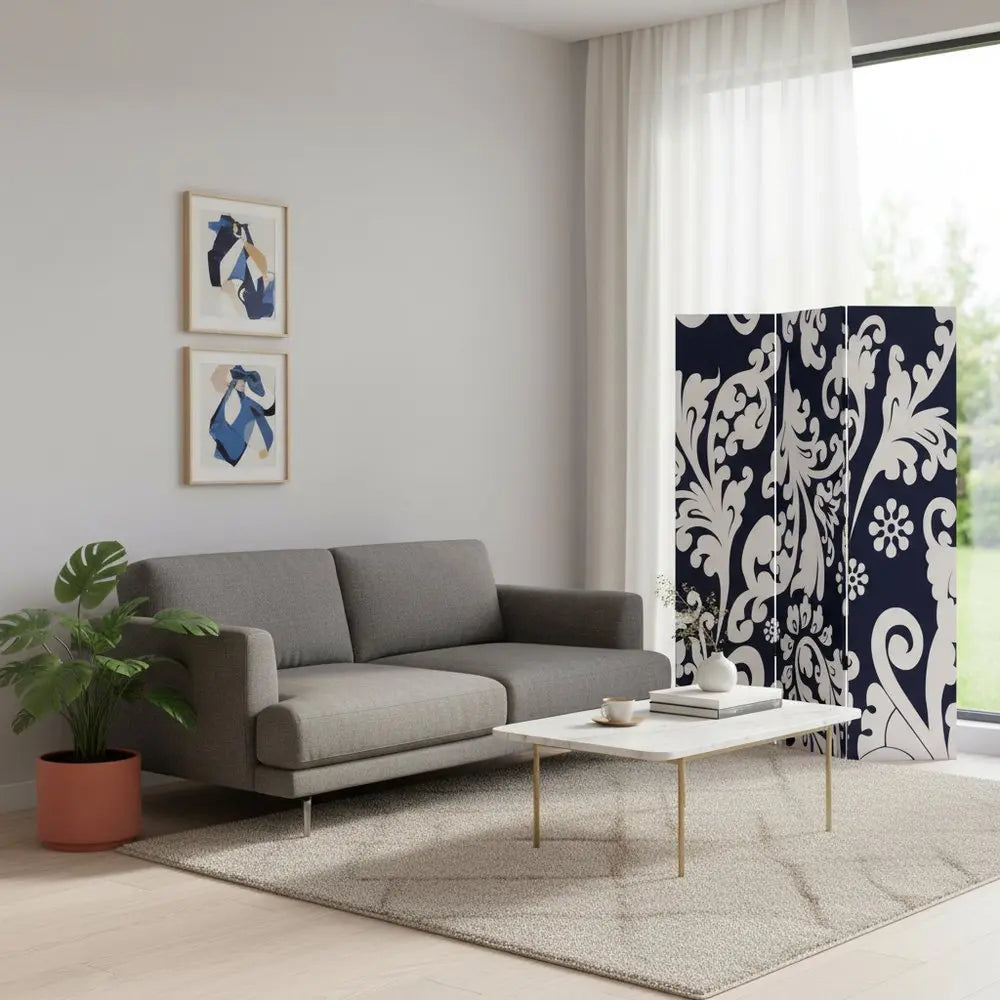 48" X 72" Multi Color Wood Canvas 3 Panel Screen - NOBLE HOME INTERIORS