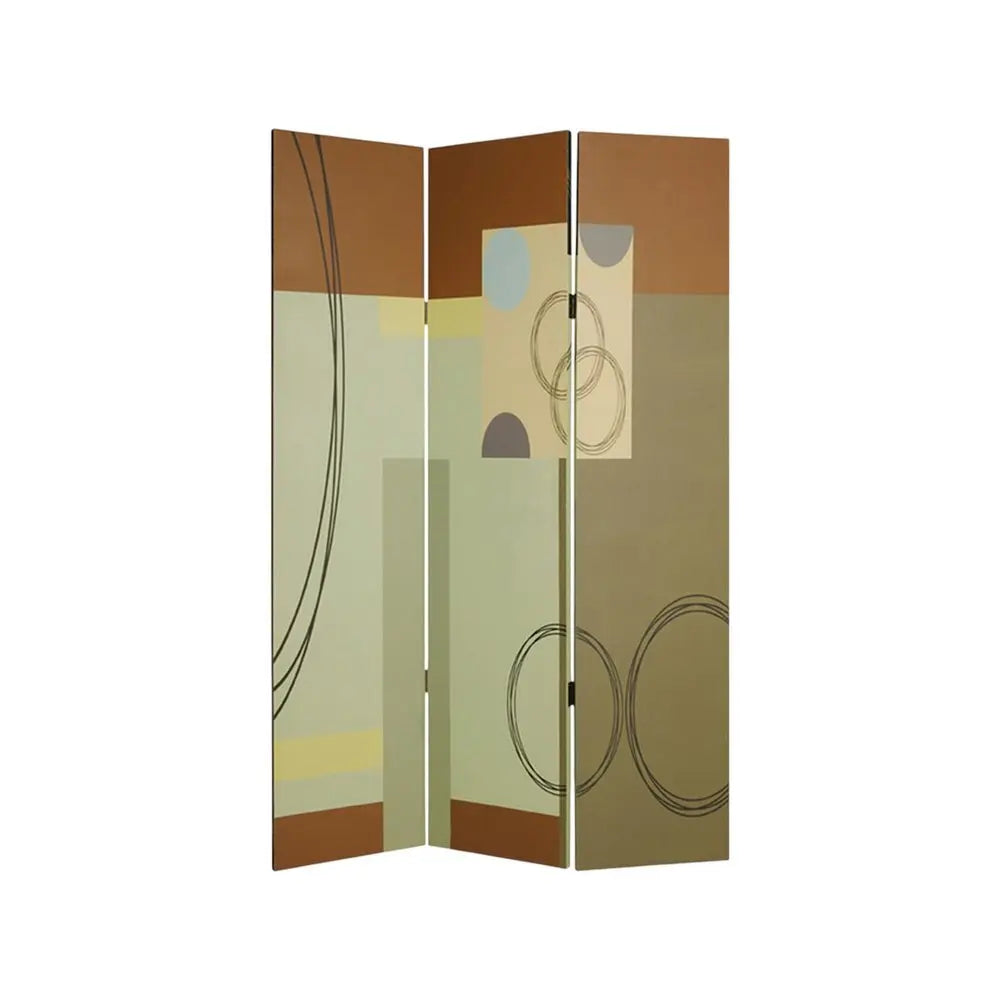 48" X 72" Multi Color Wood Canvas 3 Panel Screen - NOBLE HOME INTERIORS