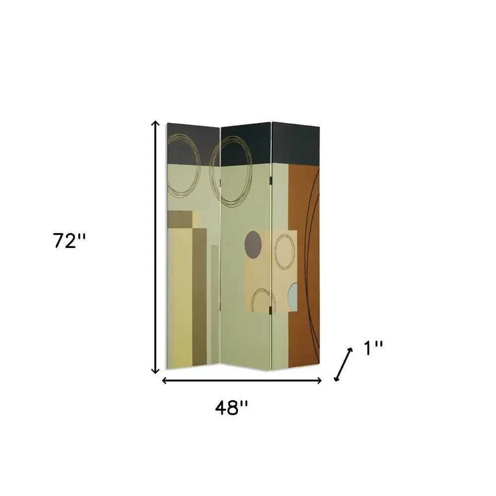 48" X 72" Multi Color Wood Canvas 3 Panel Screen - NOBLE HOME INTERIORS
