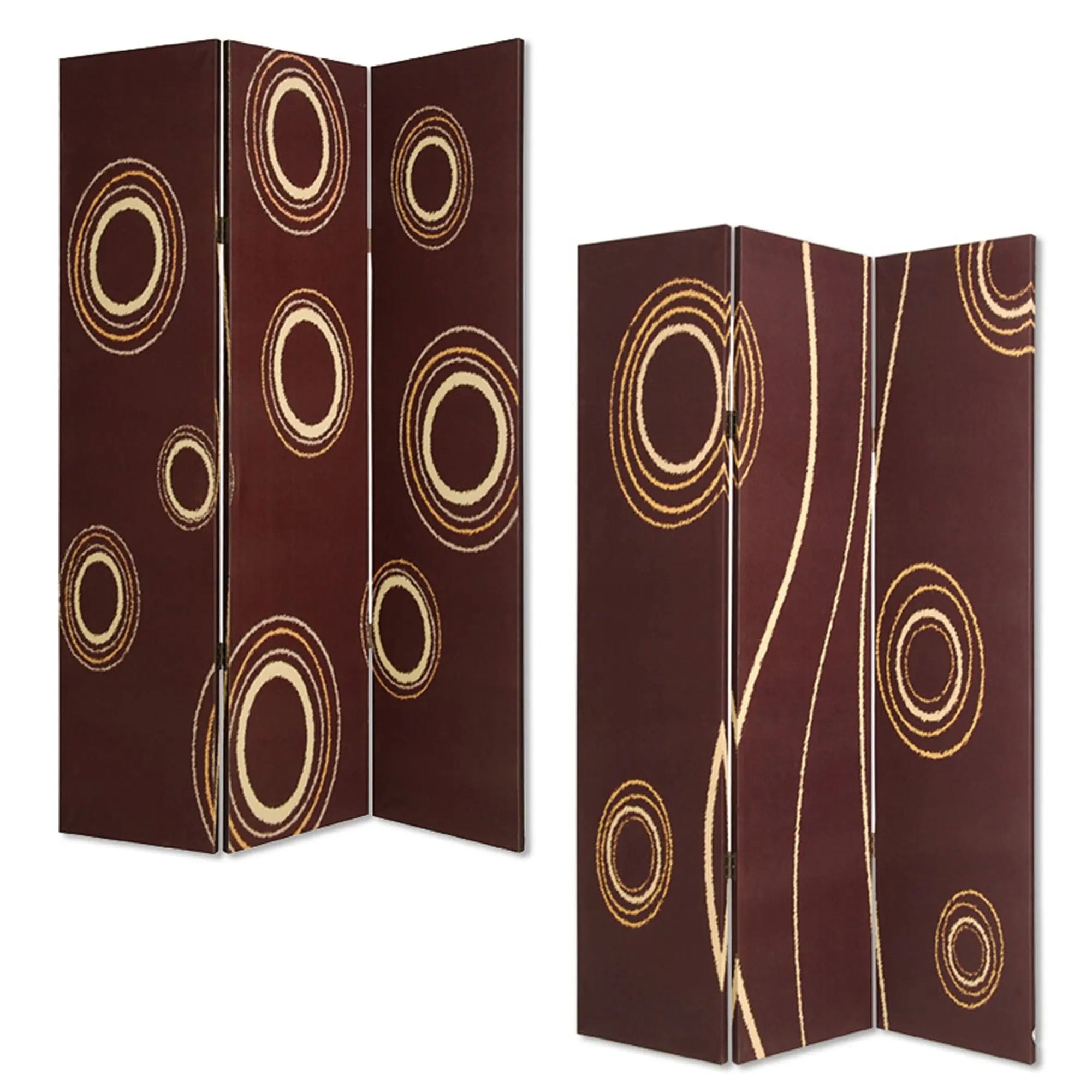48" X 72" Multi Color Wood Canvas 3 Panel Screen - NOBLE HOME INTERIORS