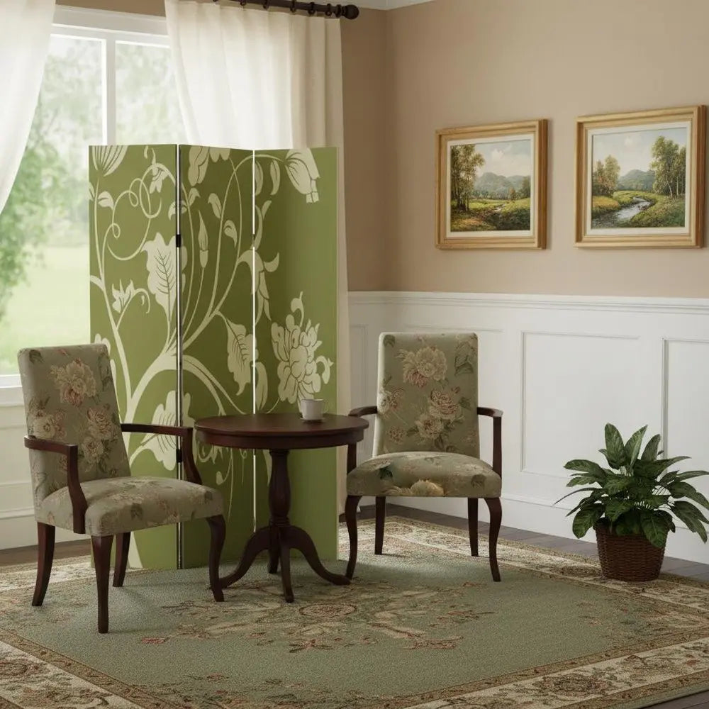 48" X 72" Multi Color Wood Canvas 3 Panel Screen - NOBLE HOME INTERIORS