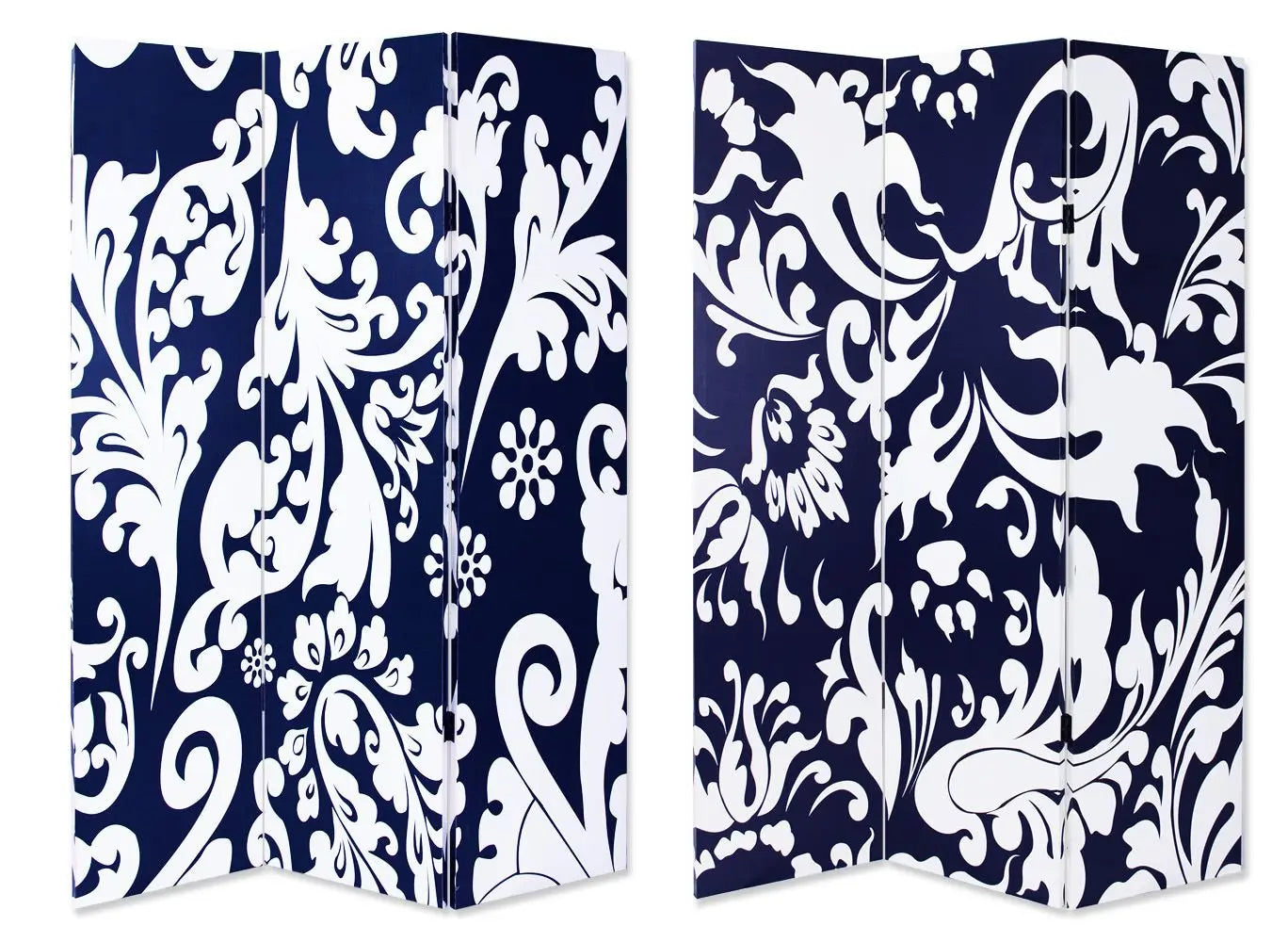 48" X 72" Multi Color Wood Canvas 3 Panel Screen - NOBLE HOME INTERIORS