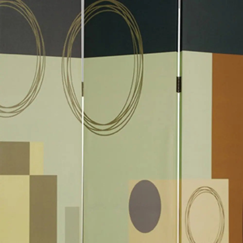 48" X 72" Multi Color Wood Canvas 3 Panel Screen - NOBLE HOME INTERIORS