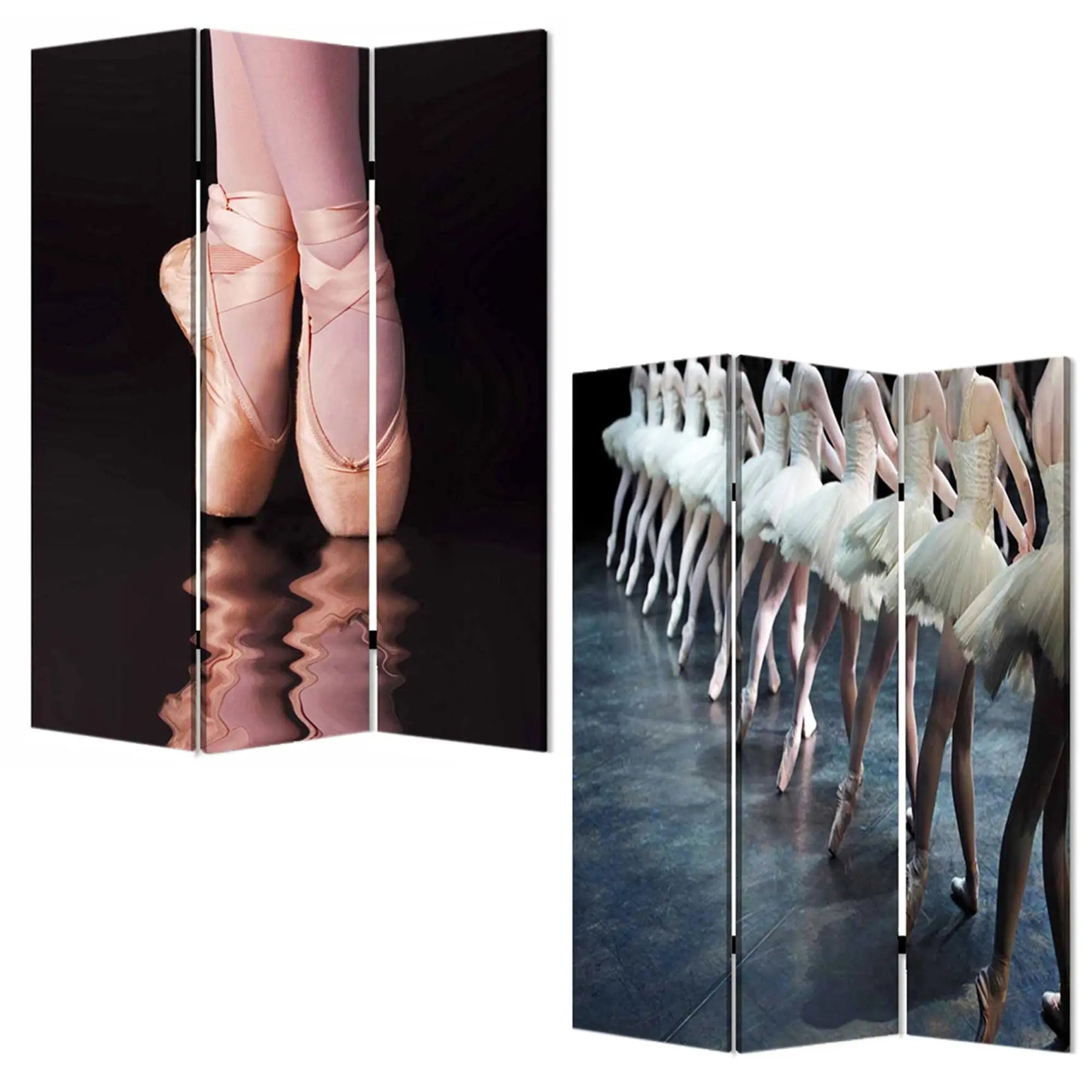 48" X 72" Multi Color Wood Canvas Ballet Screen - NOBLE HOME INTERIORS