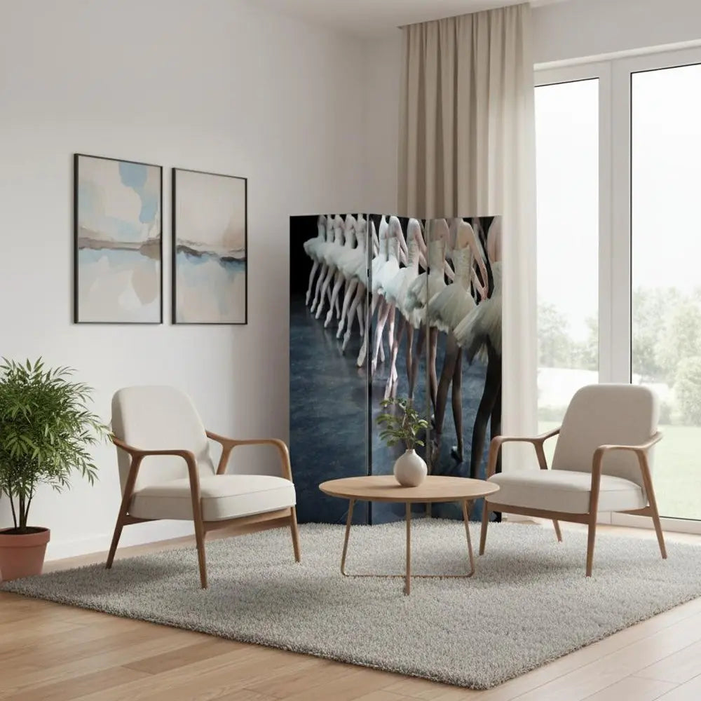 48" X 72" Multi Color Wood Canvas Ballet Screen - NOBLE HOME INTERIORS