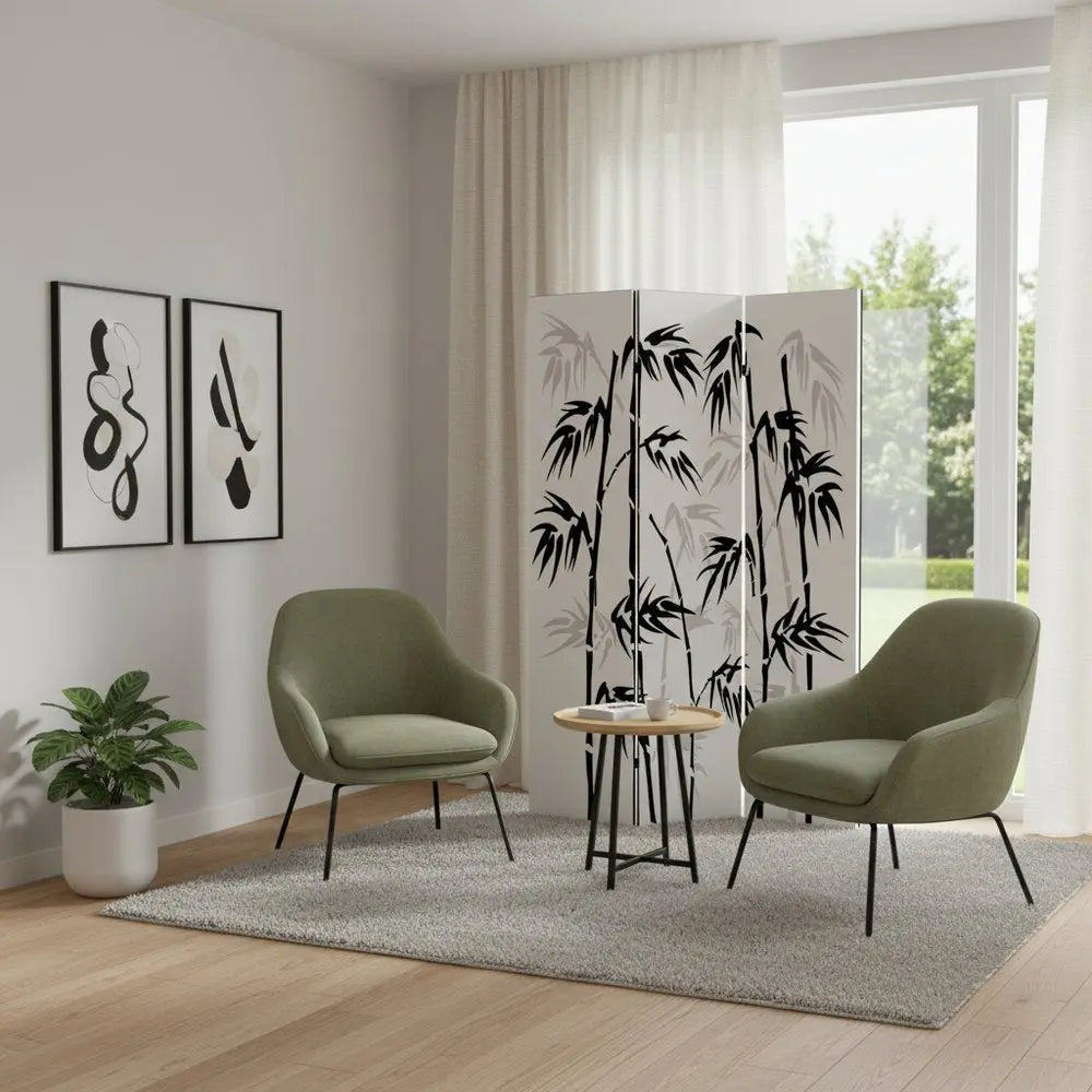 48 X 72 Multi Color Wood Canvas Bamboo Leaf Screen - NOBLE HOME INTERIORS