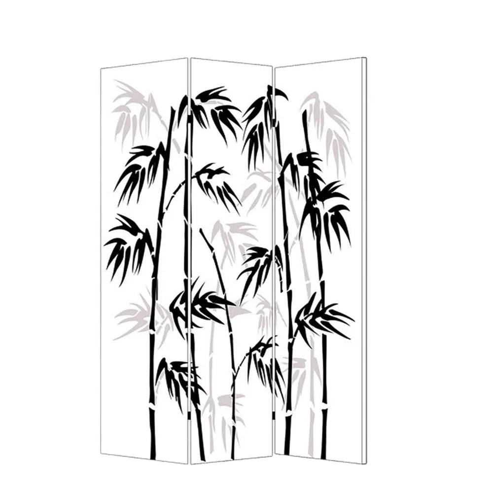 48 X 72 Multi Color Wood Canvas Bamboo Leaf Screen - NOBLE HOME INTERIORS