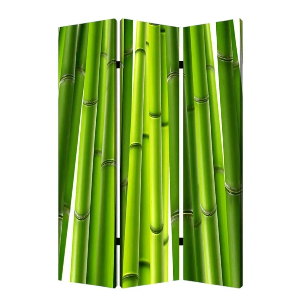 48" X 72" Multi Color Wood Canvas Bamboo Screen - NOBLE HOME INTERIORS