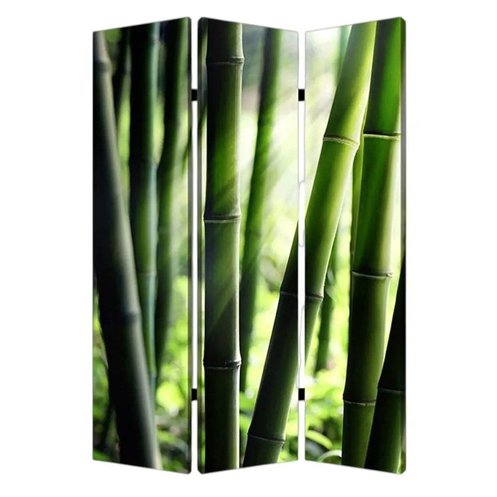 48" X 72" Multi Color Wood Canvas Bamboo Screen - NOBLE HOME INTERIORS