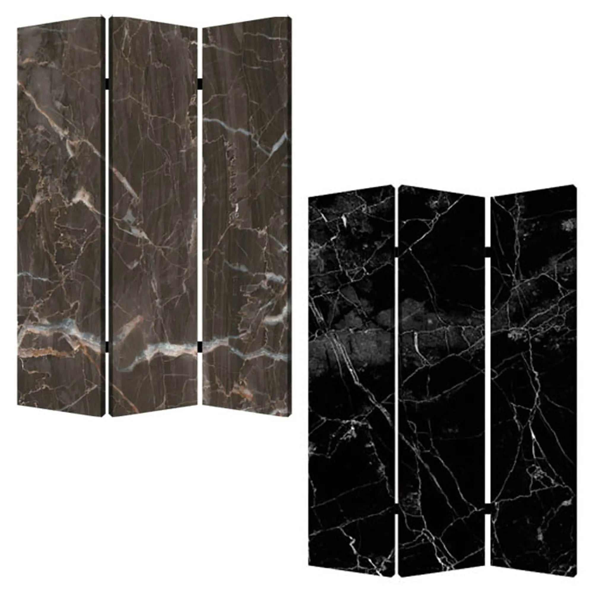 48" X 72" Multi Color Wood Canvas Black Marble Screen - NOBLE HOME INTERIORS