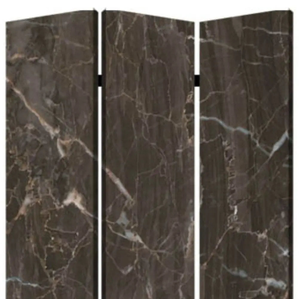 48" X 72" Multi Color Wood Canvas Black Marble Screen - NOBLE HOME INTERIORS
