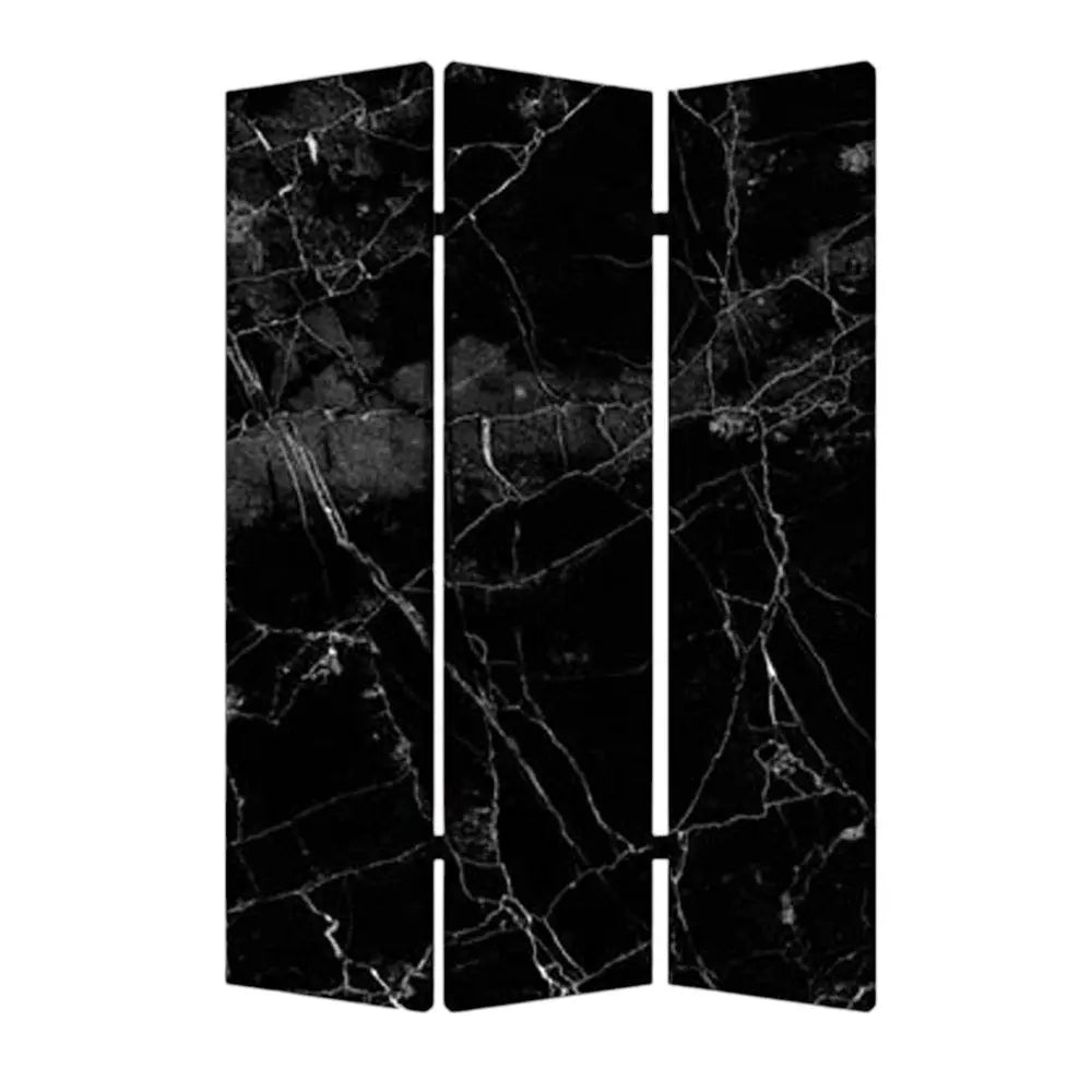 48" X 72" Multi Color Wood Canvas Black Marble Screen - NOBLE HOME INTERIORS