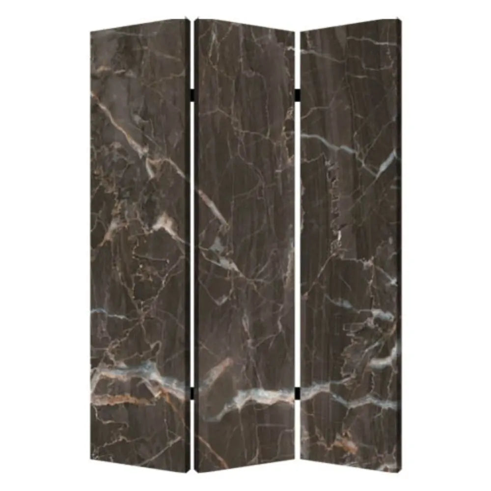 48" X 72" Multi Color Wood Canvas Black Marble Screen - NOBLE HOME INTERIORS