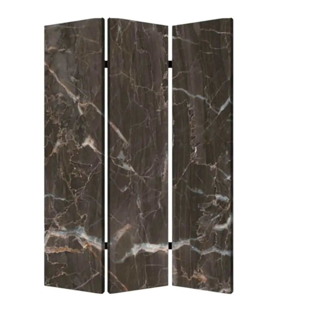48" X 72" Multi Color Wood Canvas Black Marble Screen - NOBLE HOME INTERIORS