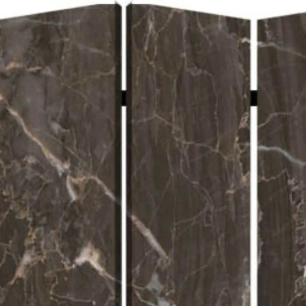 48" X 72" Multi Color Wood Canvas Black Marble Screen - NOBLE HOME INTERIORS