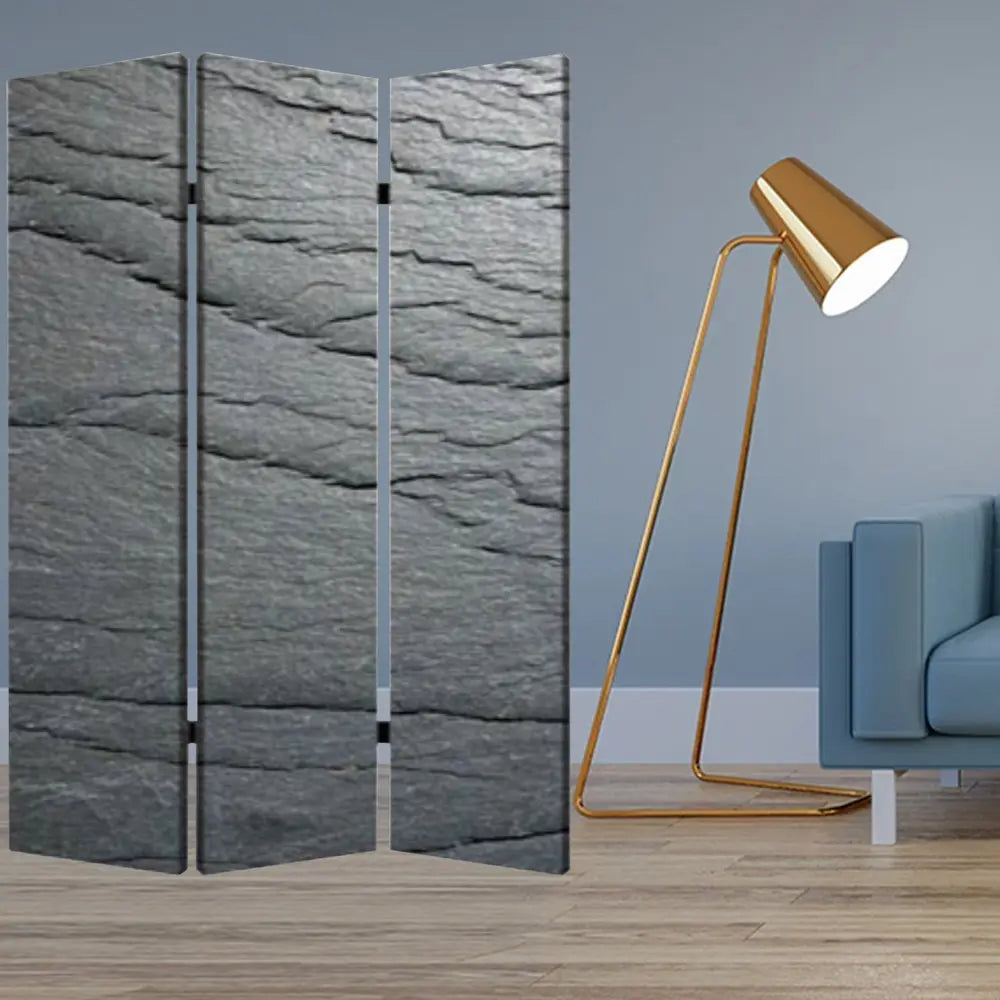 48" X 72" Multi Color Wood Canvas Black Slate Screen - NOBLE HOME INTERIORS