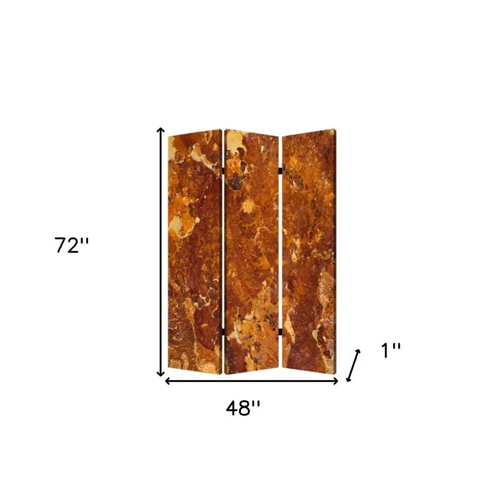 48" X 72" Multi Color Wood Canvas Brown Marble Screen - NOBLE HOME INTERIORS
