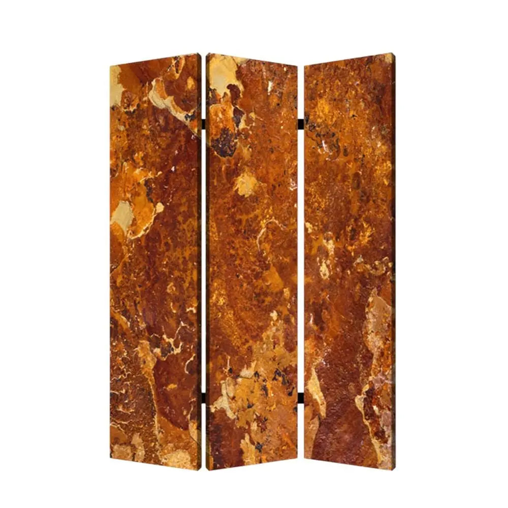 48" X 72" Multi Color Wood Canvas Brown Marble Screen - NOBLE HOME INTERIORS