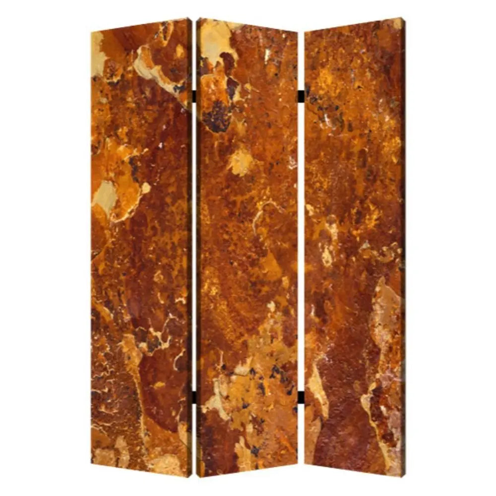 48" X 72" Multi Color Wood Canvas Brown Marble Screen - NOBLE HOME INTERIORS