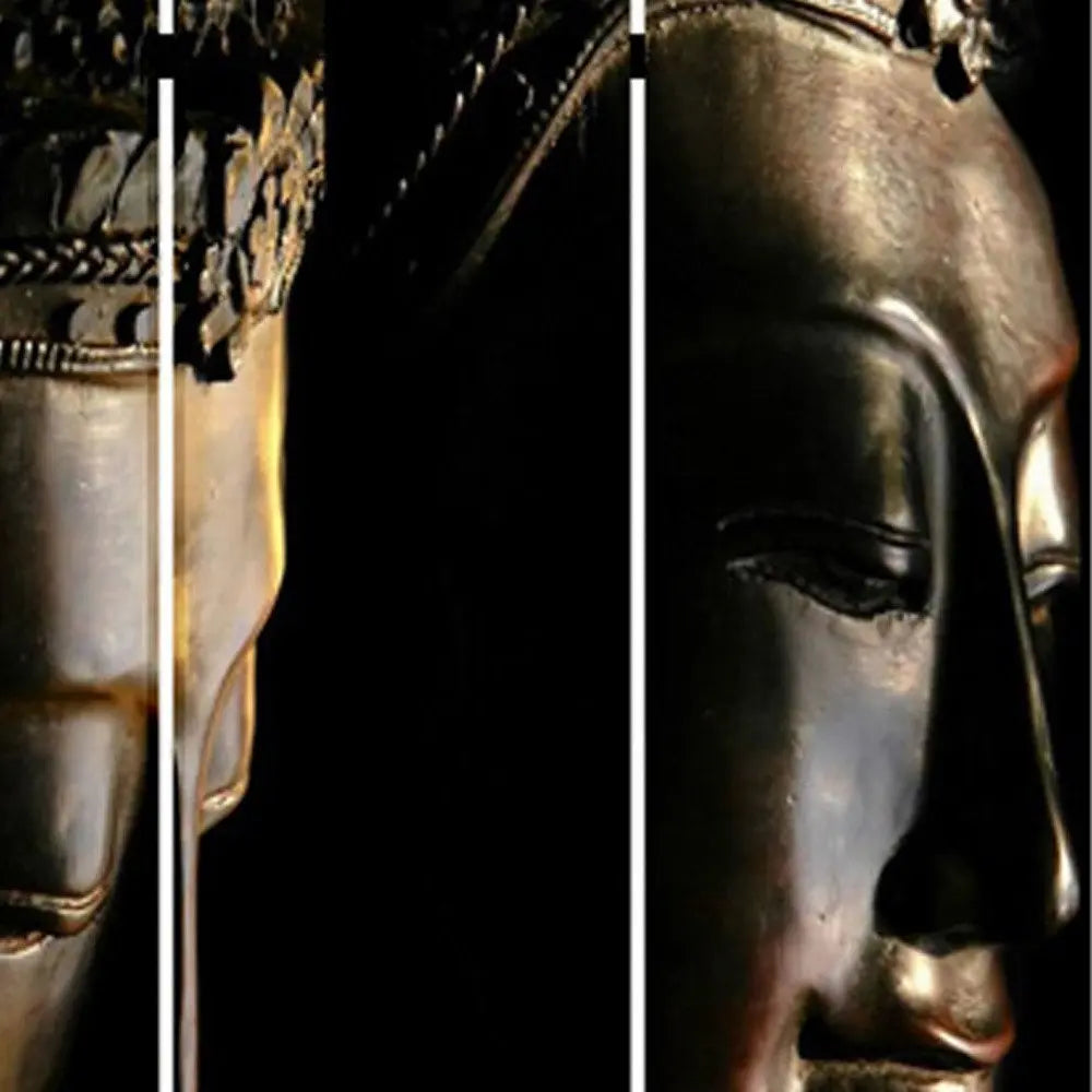 48" X 72" Multi Color Wood Canvas Budda Screen - NOBLE HOME INTERIORS