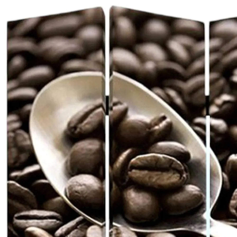 48" X 72" Multi Color Wood Canvas Coffee Time Screen - NOBLE HOME INTERIORS