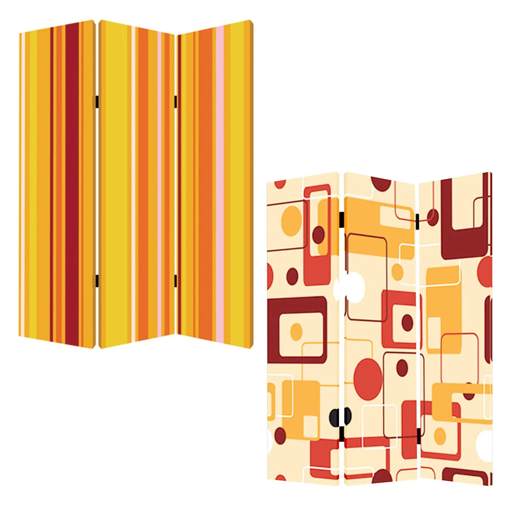 48 X 72 Multi Color Wood Canvas Deep Saffron Screen - NOBLE HOME INTERIORS