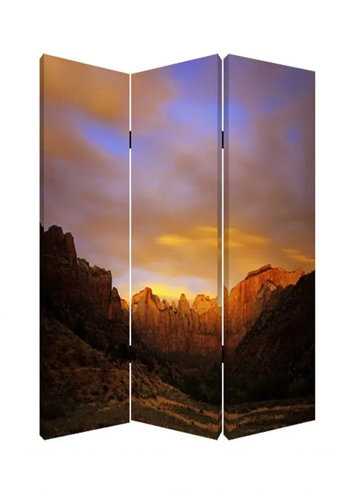 48 X 72 Multi Color Wood Canvas Desert Screen - NOBLE HOME INTERIORS