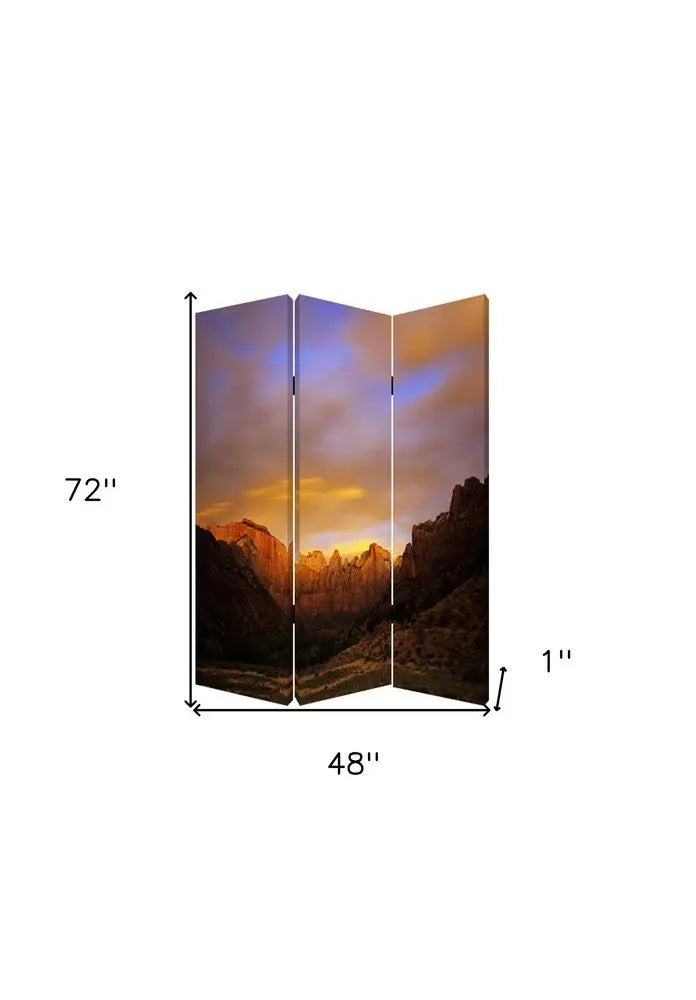 48 X 72 Multi Color Wood Canvas Desert Screen - NOBLE HOME INTERIORS