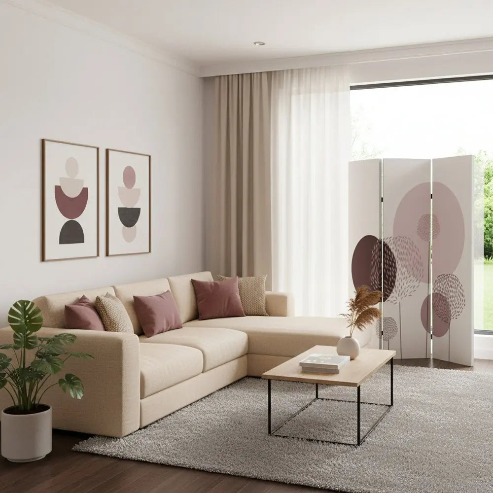 48 X 72 Multi Color Wood Canvas Floral Buds Screen - NOBLE HOME INTERIORS