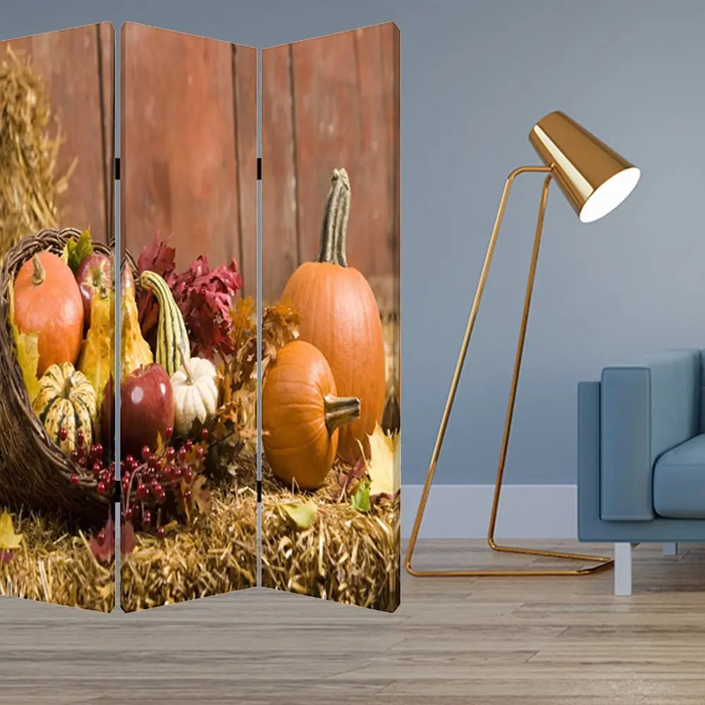 48 X 72 Multi Color Wood Canvas Harvest Screen - NOBLE HOME INTERIORS