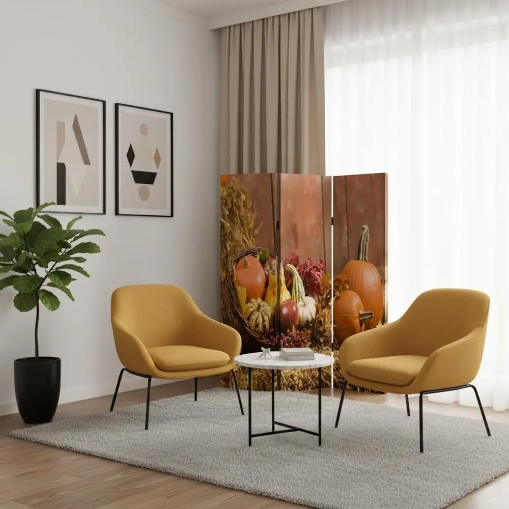 48 X 72 Multi Color Wood Canvas Harvest Screen - NOBLE HOME INTERIORS