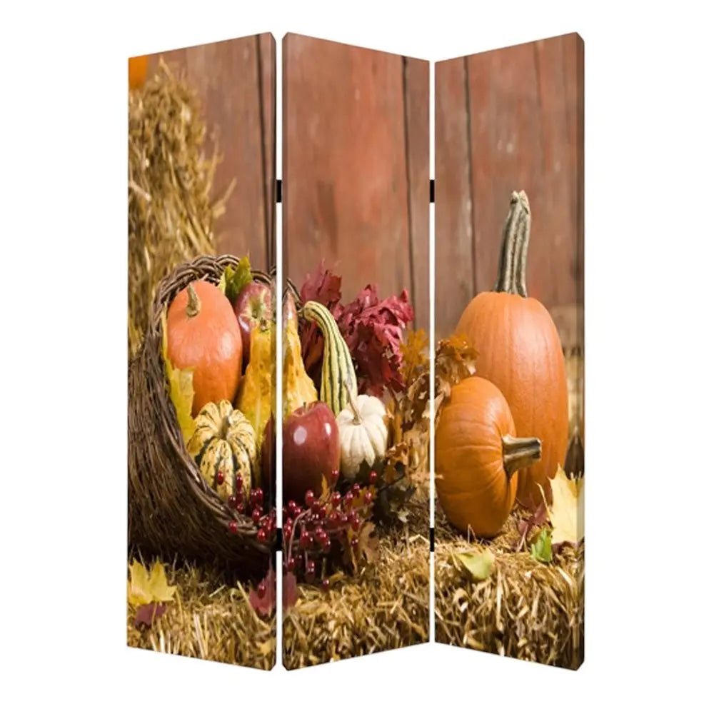 48 X 72 Multi Color Wood Canvas Harvest Screen - NOBLE HOME INTERIORS