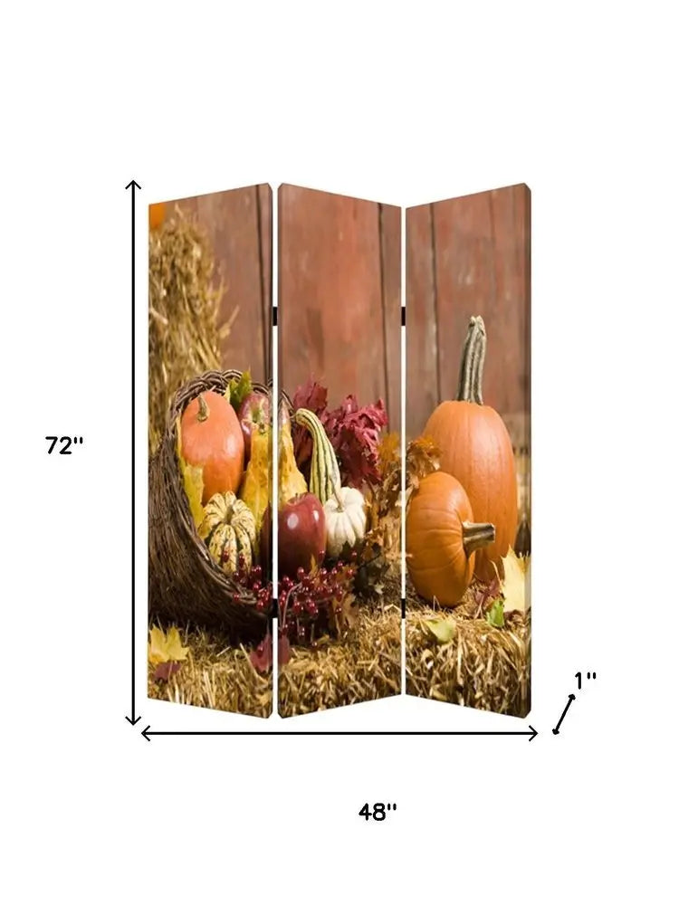 48 X 72 Multi Color Wood Canvas Harvest Screen - NOBLE HOME INTERIORS