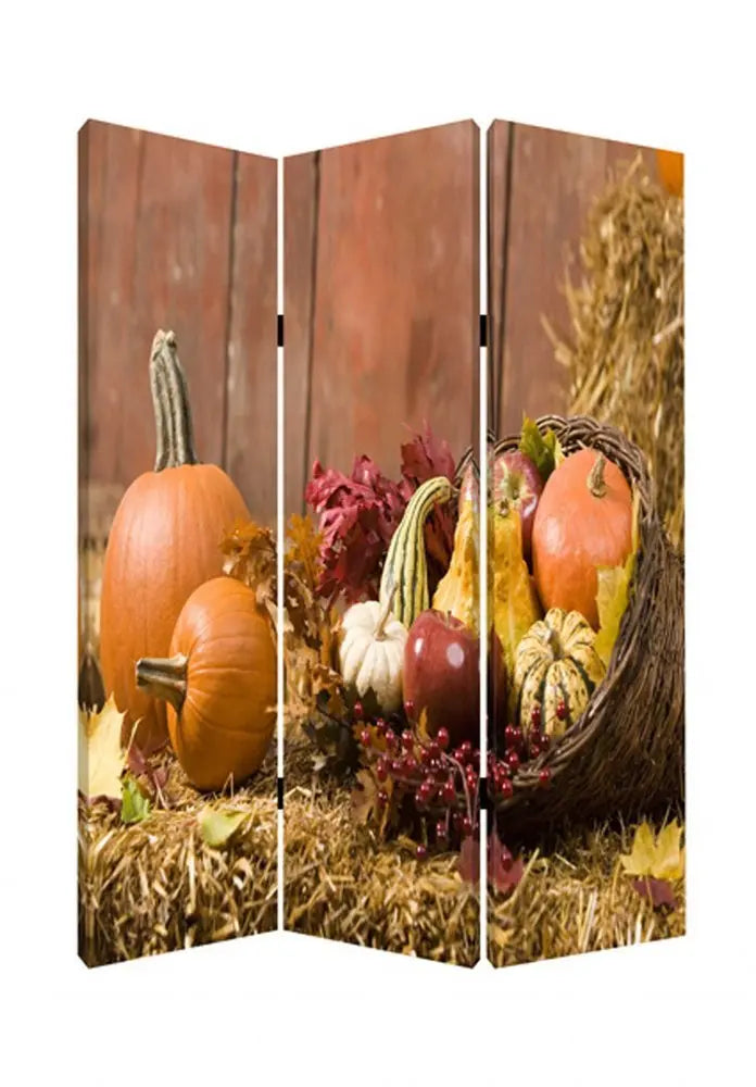 48 X 72 Multi Color Wood Canvas Harvest Screen - NOBLE HOME INTERIORS