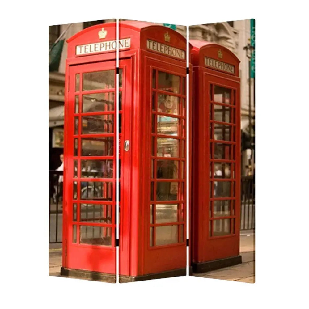 48" X 72" Multi Color Wood Canvas London Screen - NOBLE HOME INTERIORS