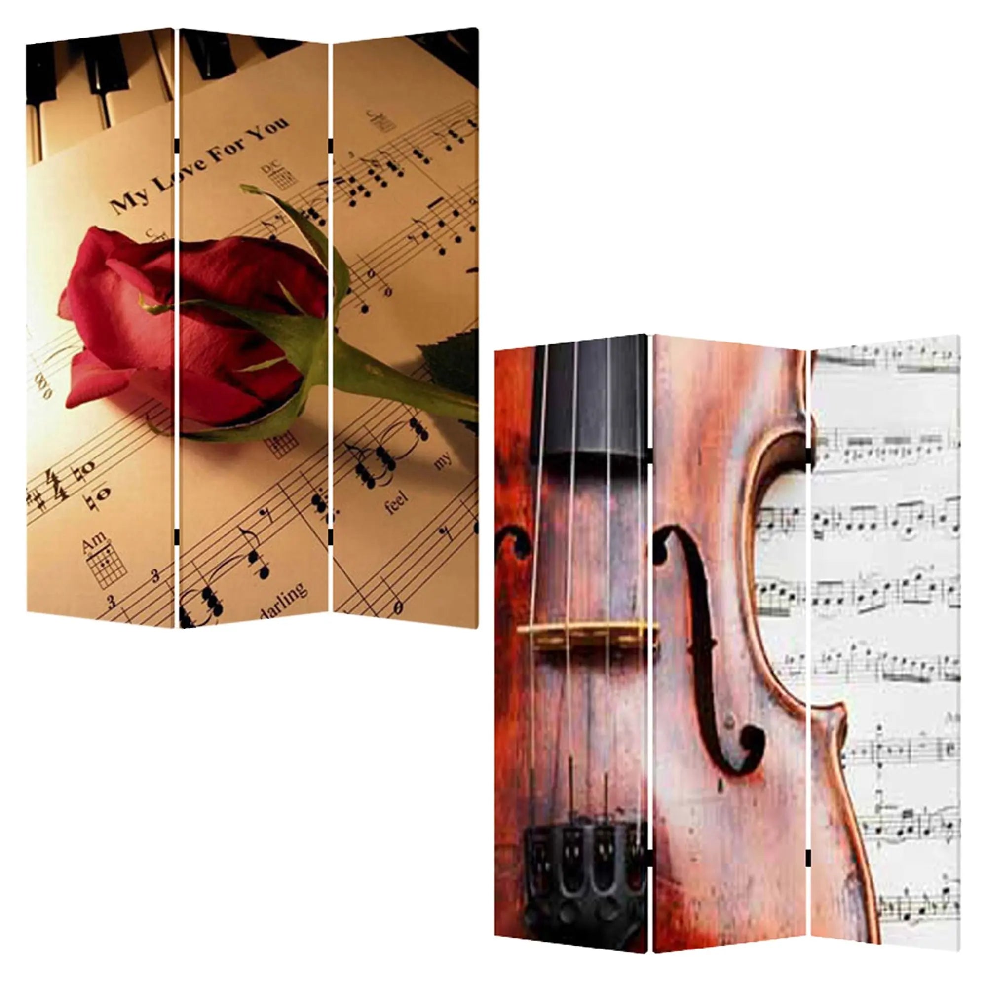 48 X 72 Multi Color Wood Canvas Music Screen - NOBLE HOME INTERIORS