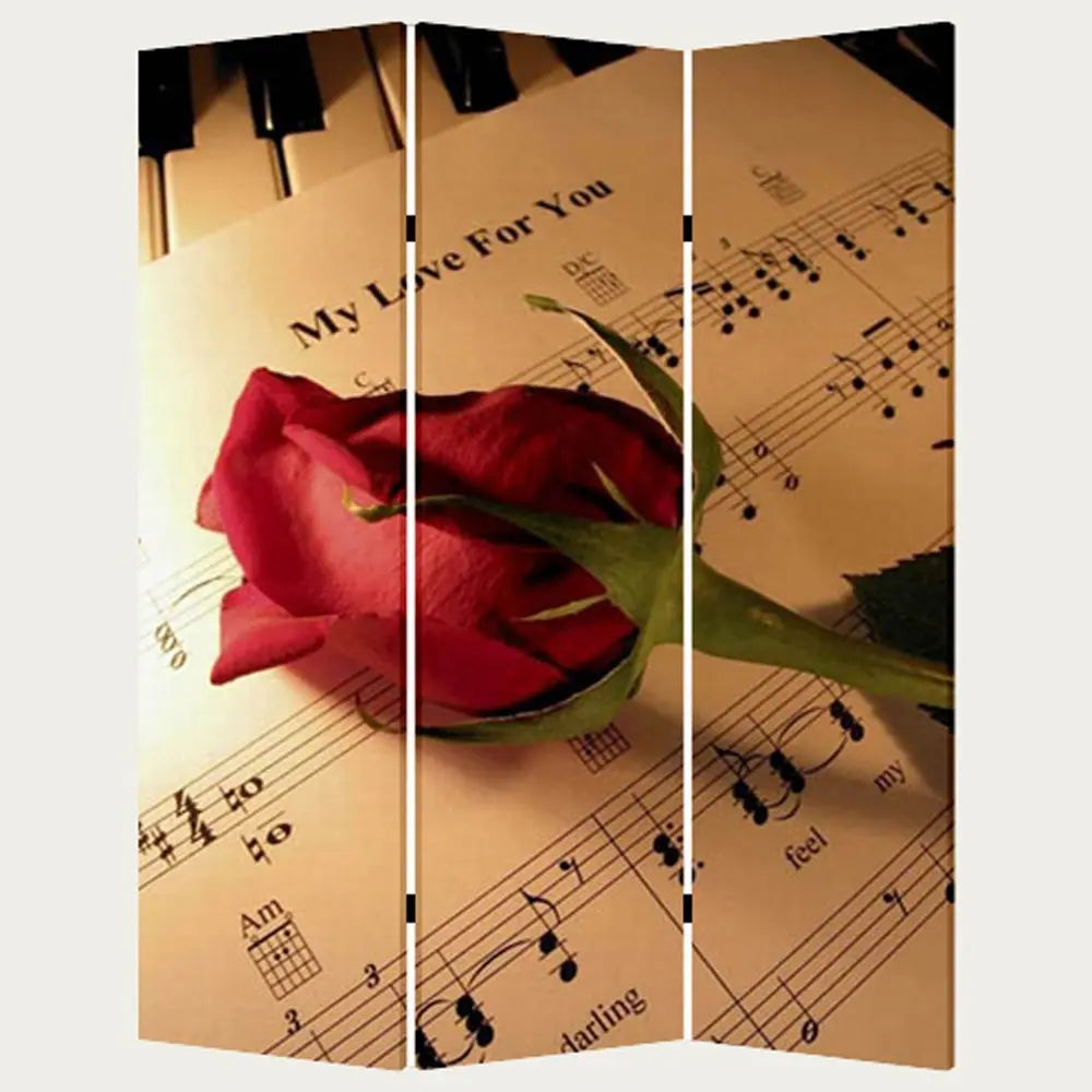 48 X 72 Multi Color Wood Canvas Music Screen - NOBLE HOME INTERIORS