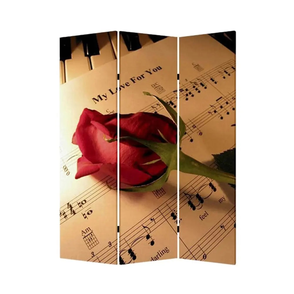 48 X 72 Multi Color Wood Canvas Music Screen - NOBLE HOME INTERIORS