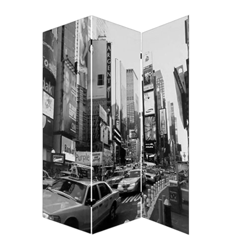 48 X 72 Multi Color Wood Canvas New York City Screen - NOBLE HOME INTERIORS