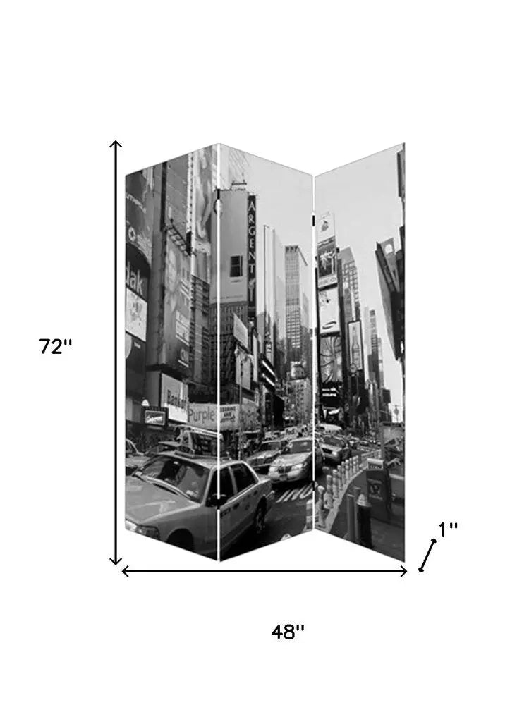 48 X 72 Multi Color Wood Canvas New York City Screen - NOBLE HOME INTERIORS