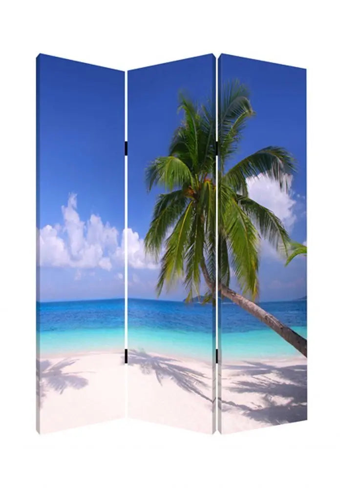 48 X 72 Multi Color Wood Canvas Paradise Screen - NOBLE HOME INTERIORS