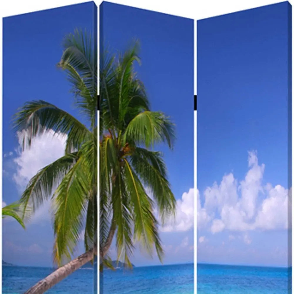 48 X 72 Multi Color Wood Canvas Paradise Screen - NOBLE HOME INTERIORS