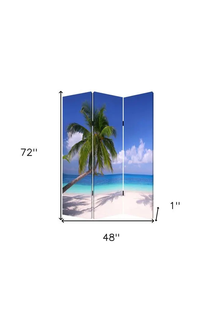 48 X 72 Multi Color Wood Canvas Paradise Screen - NOBLE HOME INTERIORS