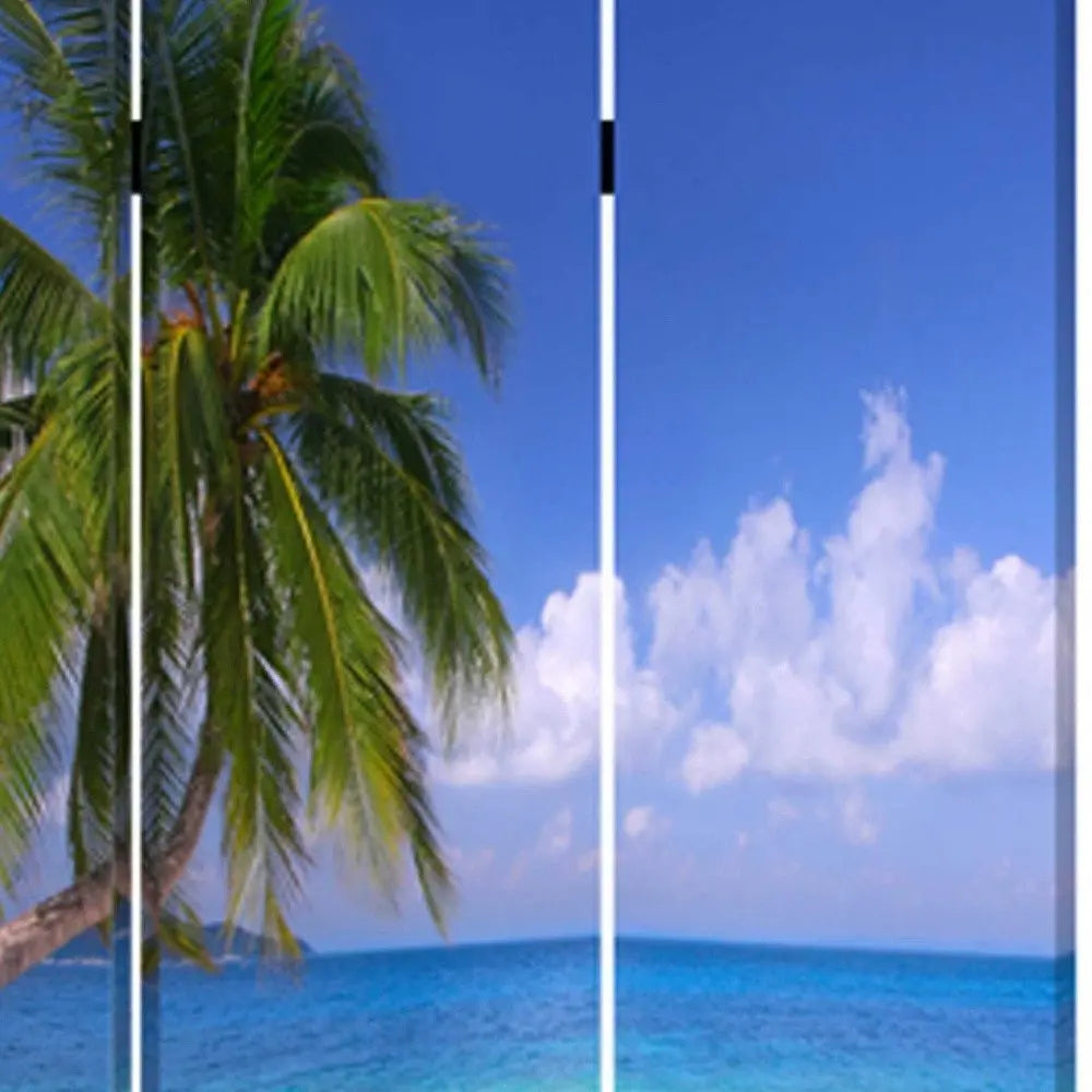 48 X 72 Multi Color Wood Canvas Paradise Screen - NOBLE HOME INTERIORS