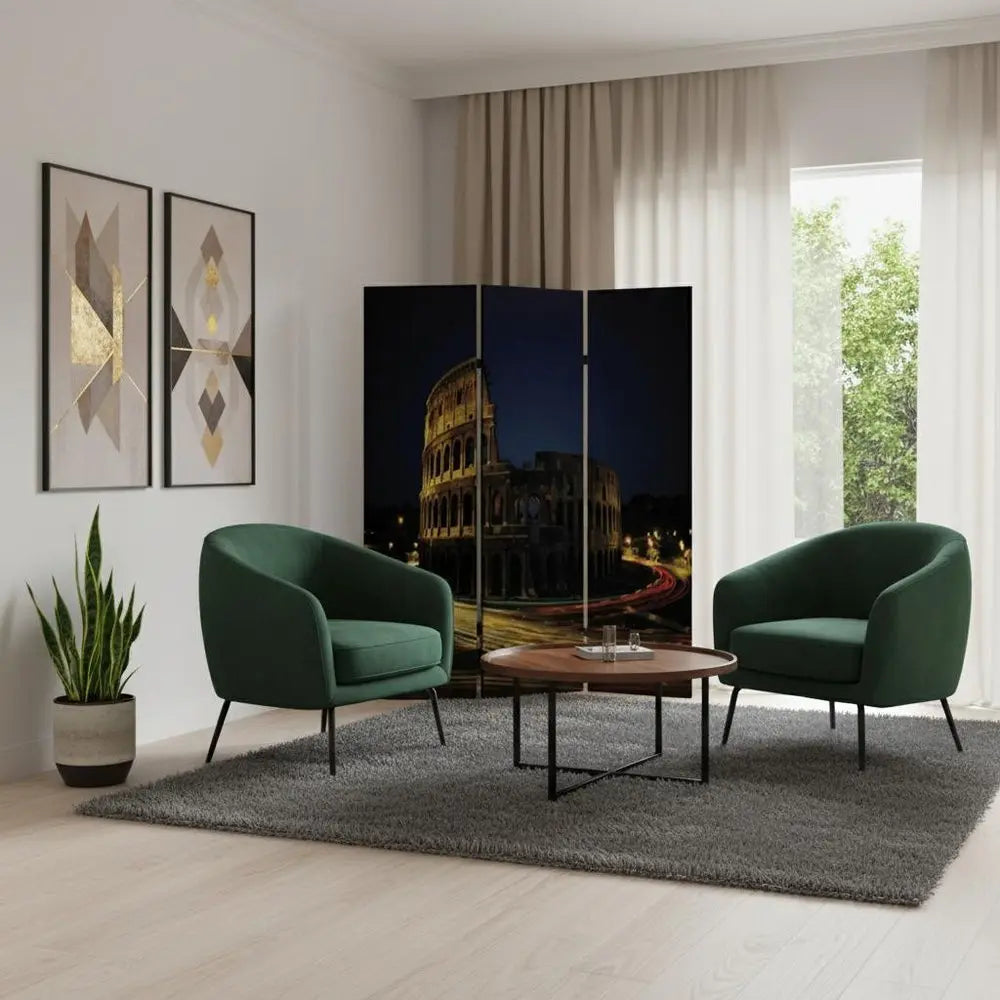 48" X 72" Multi Color Wood Canvas Rome Screen - NOBLE HOME INTERIORS